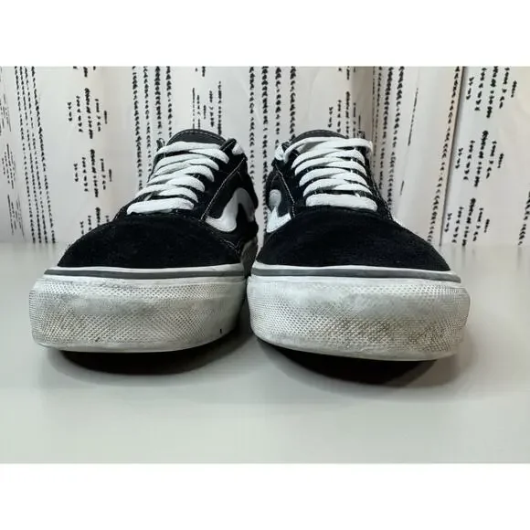 Vans Old Skool Lace Ups Shoes 6 M 7.5 W Black Suede Thrashed Rock WornIn Classic - Picture 3 of 14